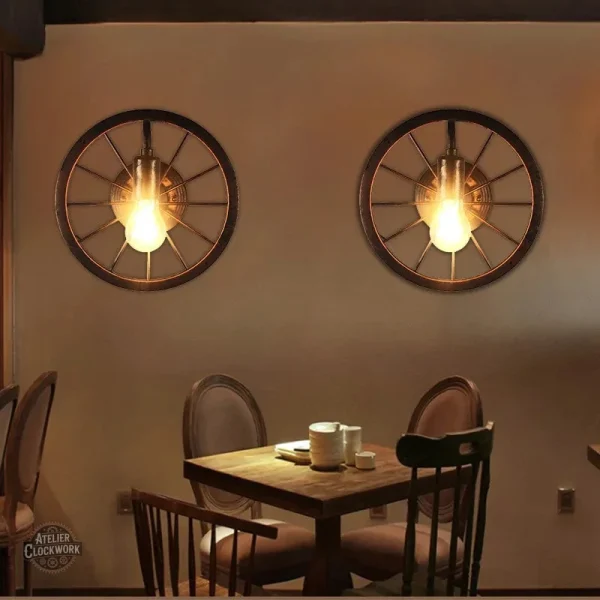 Lumière d'ambiance steampunk avec motif de roue