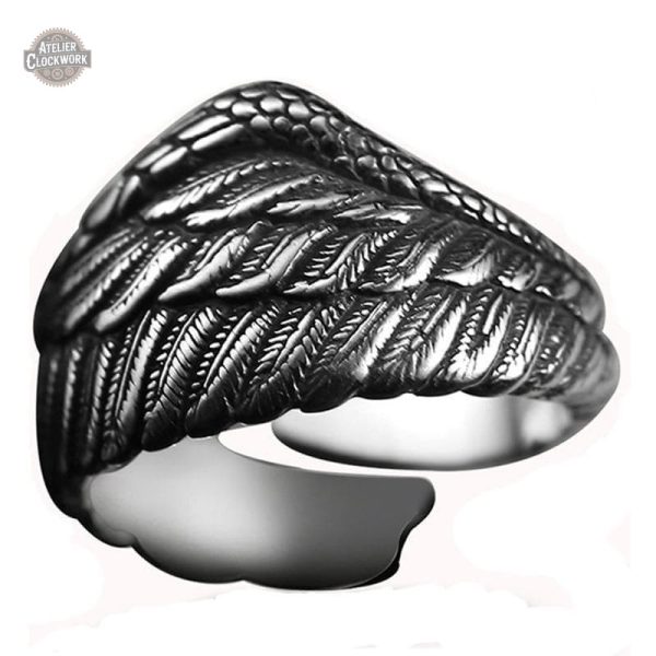bague-ailes-d-ange-argent-steampunk-store-1 Bague Ailes d'Ange - Gardien Steampunk élégante