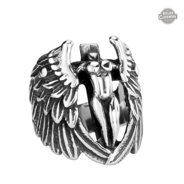 Bague Steampunk dandy avec motif d'ange