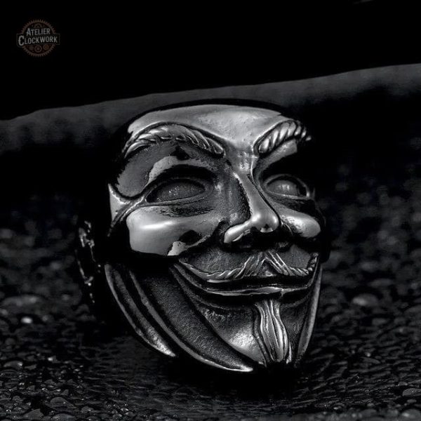 Bague steampunk pour homme - design Guy Fawkes