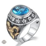 Bague Argent Turquoise Homme - Agneau Celtique