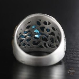 Bague masculine en argent et turquoise naturelle