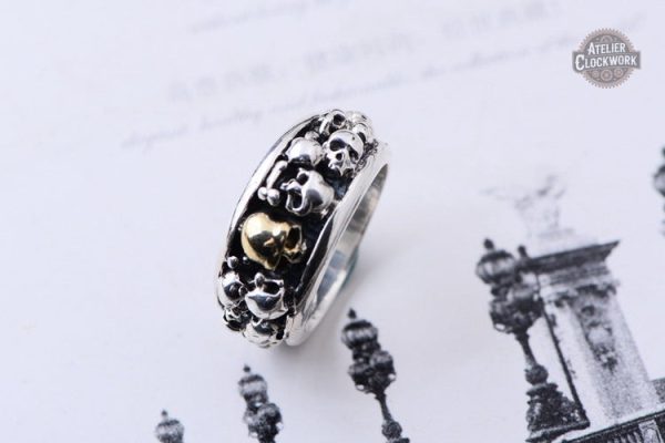 Bague steampunk homme avec motif gothique