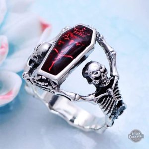 Bague élégante avec motif de cercueil pour homme