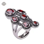 Bague Grenats d' Argent Steampunk Femme