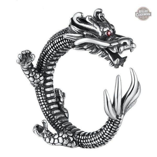 bague-argent-homme-dragon-tournant-steampunk-store-1 Bague Dragon Homme Steampunk Tournoyant