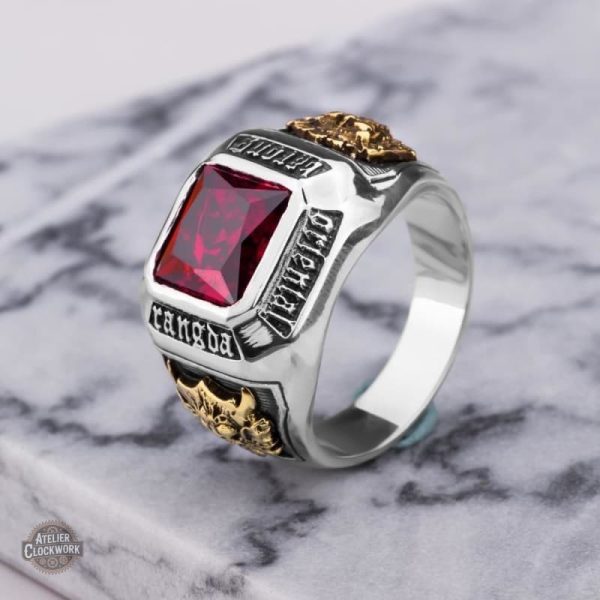 Bague Rubis pour homme, élégance dandy steampunk
