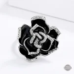 Bague Rose Noir - Black Baccara, style steampunk femme