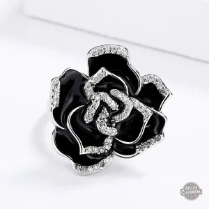 Bague Rose Noir - Black Baccara, style steampunk femme