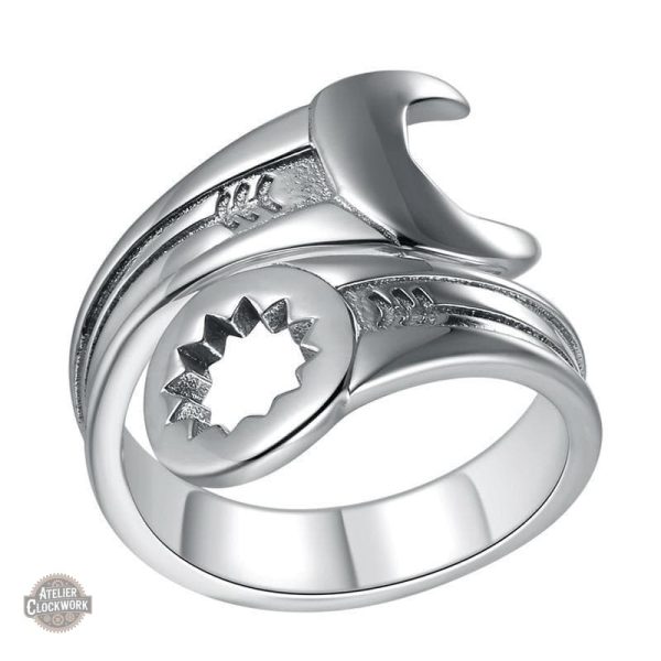 Bague Clé Plate Argent Steampunk