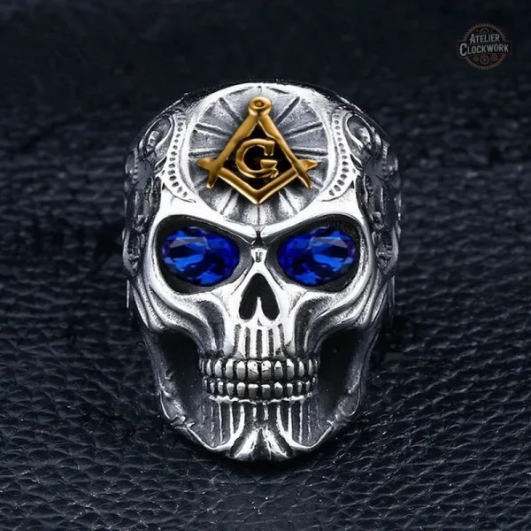 bague-crane-acier-inoxydable-biker-steampunk-1 Bague Crâne en Acier Inoxydable - Style Biker Steampunk