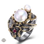 Accessoire steampunk élégant avec perles noires et blanches