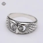 Bague décorative hibou argentée pour homme