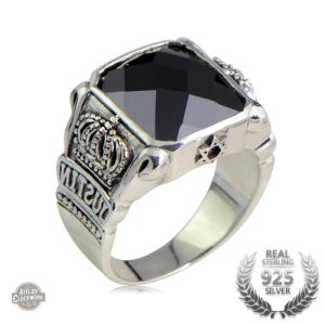 Bague Obsidienne pour homme en argent