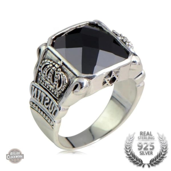 Bague Obsidienne pour homme en argent