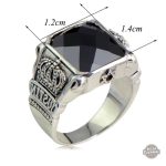 Bague Obsidienne homme en métal argenté