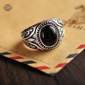 Chevalière steampunk pour homme en argent
