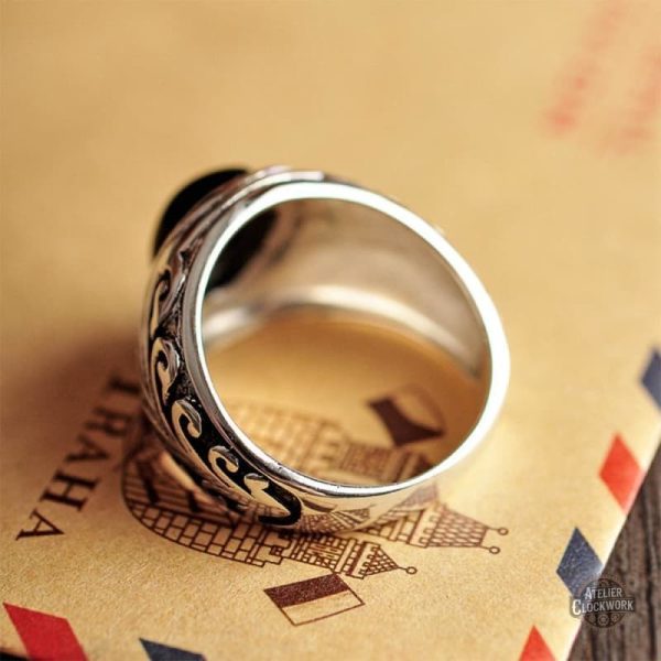 Bijou dandy homme - Chevalière argent onyx