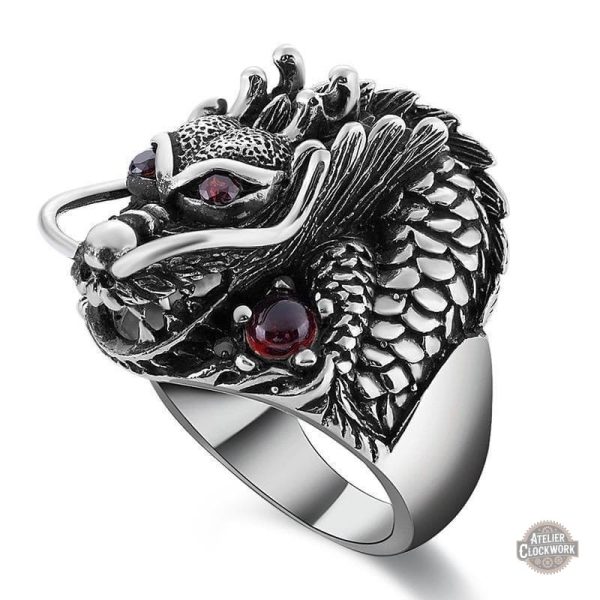 Bague Dragon Argent - Style Chinois Steampunk