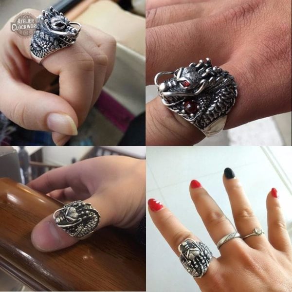 Accessoire élégant pour homme, style dragon argenté