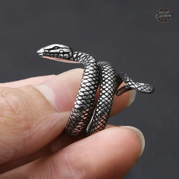 Bague serpent élégante, touche steampunk unique