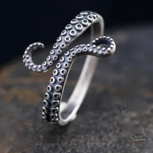 Bague steampunk femme avec design Kraken