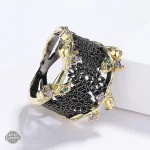 Bague Zirconium Noir - Black Banshee, style steampunk