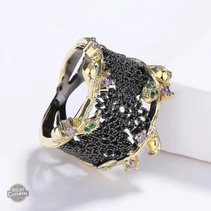 Bague Zirconium Noir - Black Banshee, style steampunk