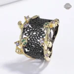 Bague steampunk en zirconium noir pour femme élégante