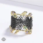 Bijou en zirconium noir, design steampunk unique pour femmes