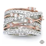 Bague argent tressée pour femme avec éclats de zircon