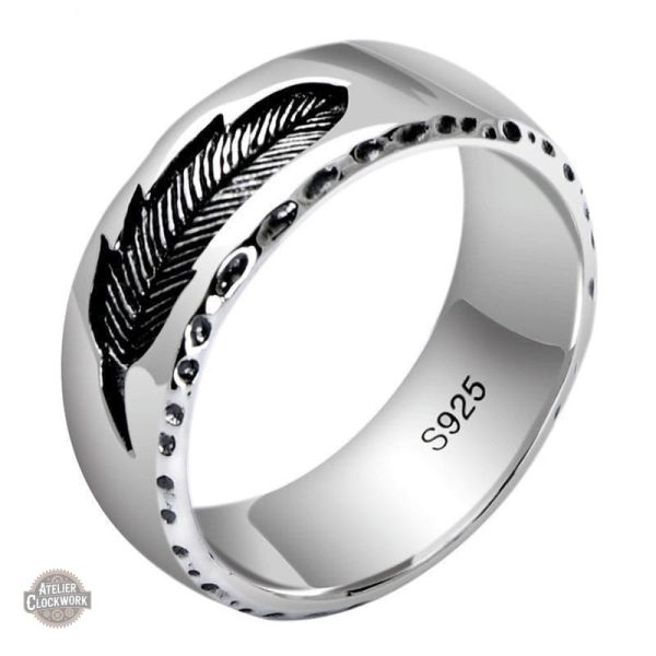 bague-plume-argent-925-steampunk-store-1 Anneau Plume Érudite pour homme, style steam punk