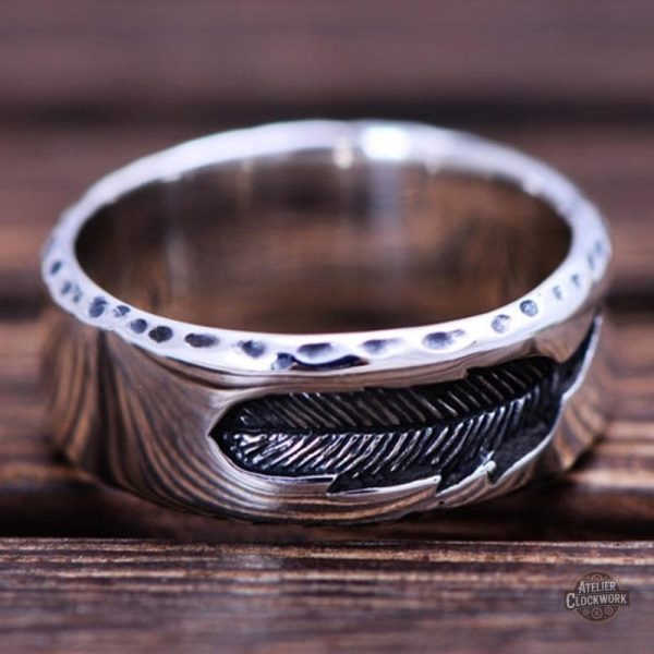 Anneau gothique plume, accessoire steam punk