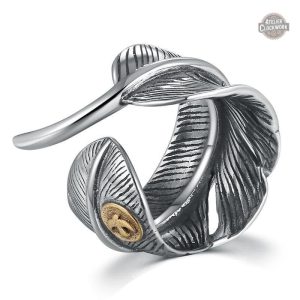 Bague Plume Argent pour homme style Steampunk