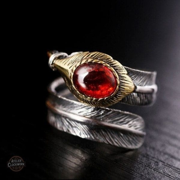 Bague homme audacieuse au design plume