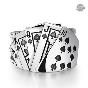 Bague Homme Poker d'Argent élégante et raffinée