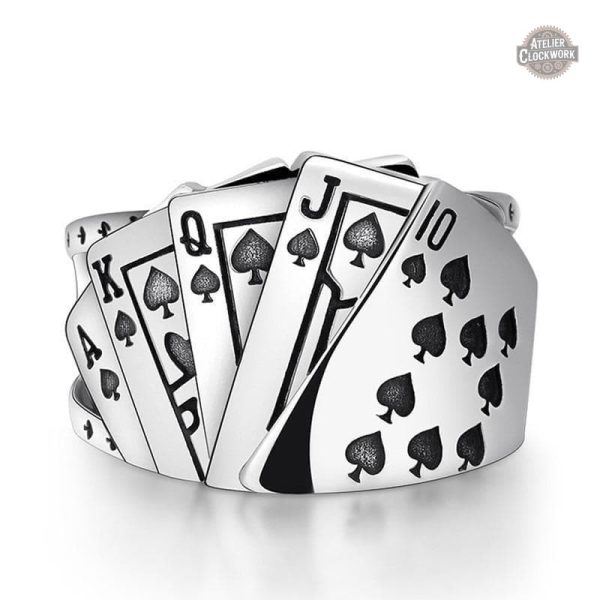 bague-poker-steampunk-store-1 Bague Homme Poker d'Argent élégante et raffinée