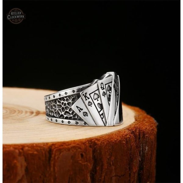 Bague homme en argent, accessoire pour passionnés de poker