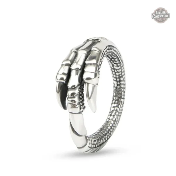 bague-serre-aigle-argent-steampunk-store-1 Bague Serre d'Aigle en argent au style steampunk