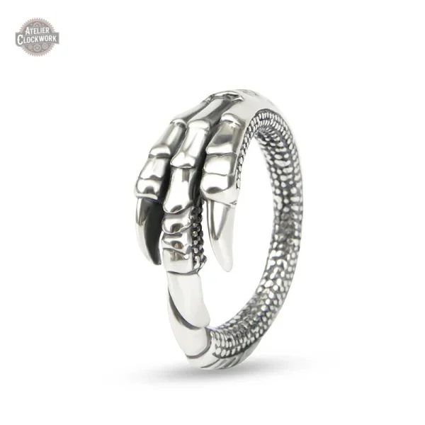 Bijou homme steampunk, bague argentée au design original