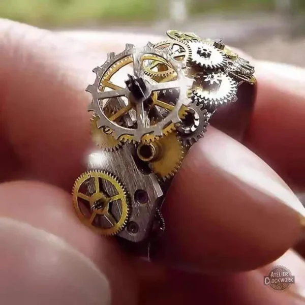 bague-steampunk-chrono-gears-rouages-mecaniques-1 Bague Steampunk Chrono-Gears avec rouages mécaniques