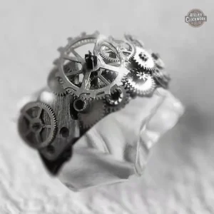 Bague steampunk au design de rouages vintage