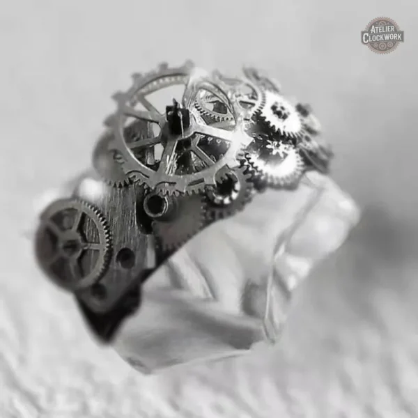 Bague steampunk au design de rouages vintage