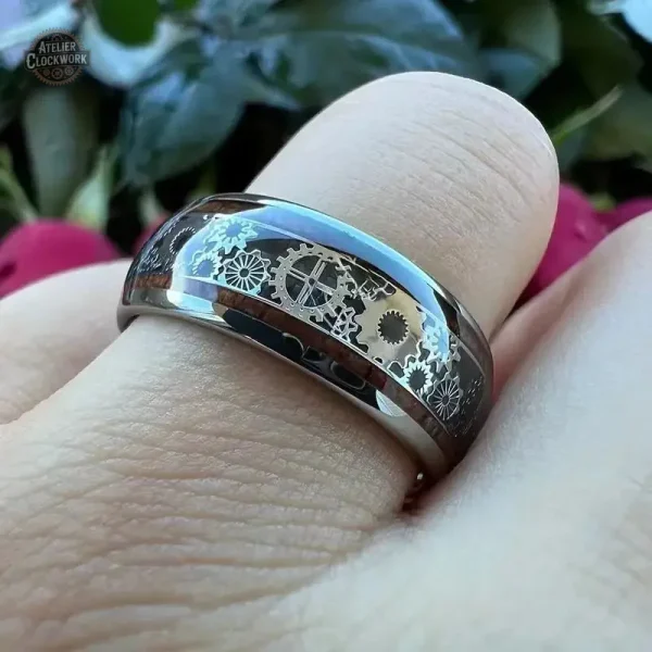 Accessoire Steampunk unique, bague en acier inoxydable
