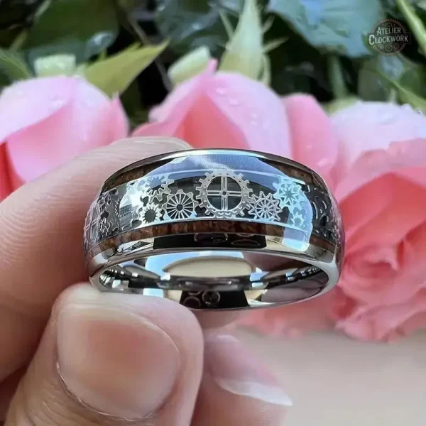 Bijou Steampunk : bague engrenages en acier durable