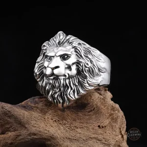 Bague Lion en Acier - Bague Steampunk Homme