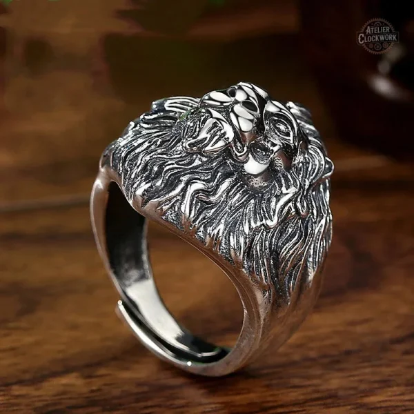 Accessoire masculin - Bague Lion en Acier