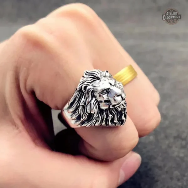 Bague Tête de Lion pour style Steampunk