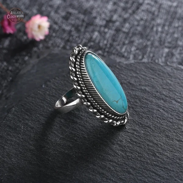 Bague Steampunk Femme avec turquoise élégante