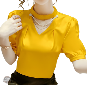 Blouse jaune femme au style rétro inspiré steampunk